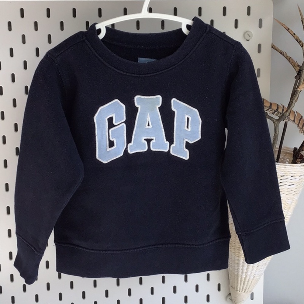 2 for $25 Toddlers GAP Blue Crew Neck Sweatshirt with Ribbed Cuffs